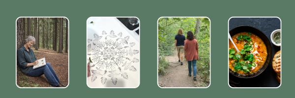 Mum & Me Retreat Images - Nature Journaling, botanic art, catering & hiking